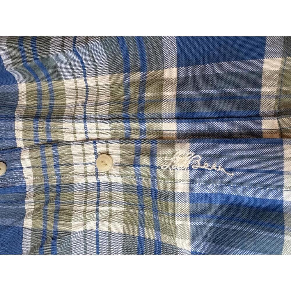 L.L.Bean Men's Blue and Green Plaid Button-Up Shirt